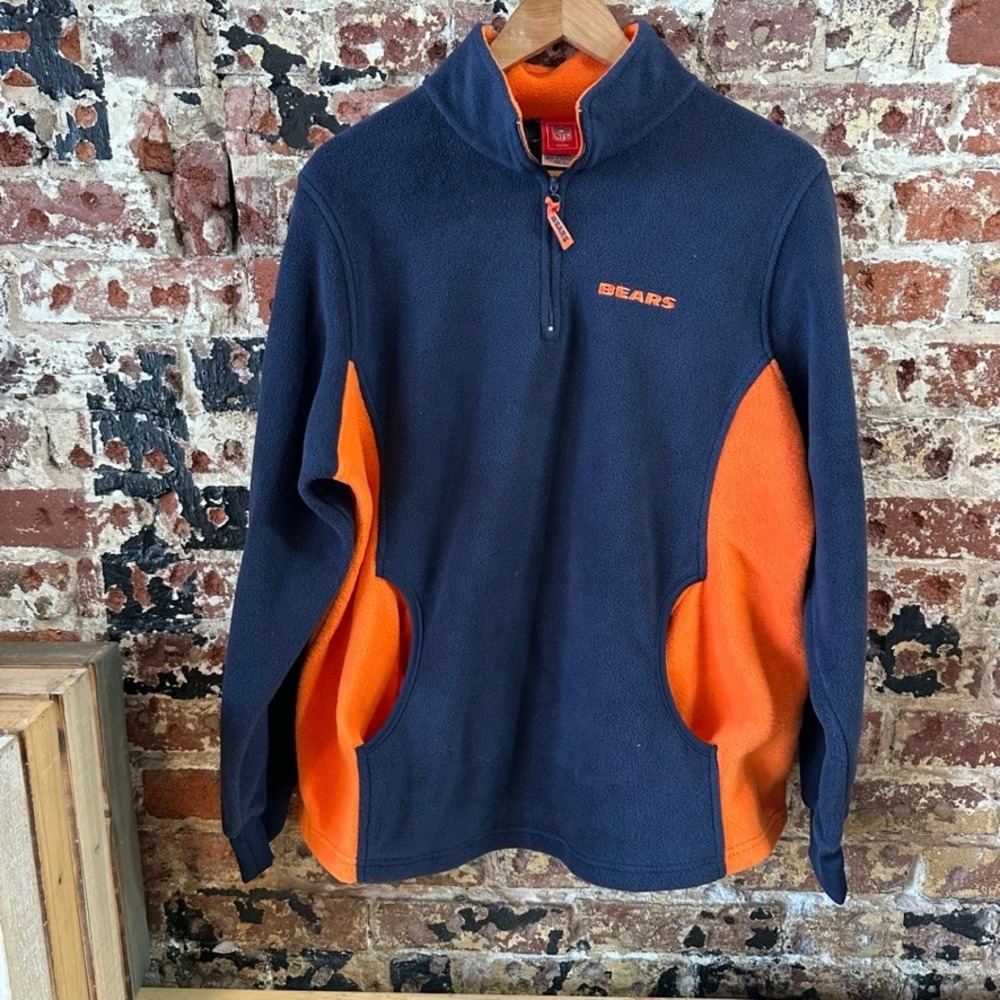 NFL For Her Chicago Bears Womens XL Football Blue Orange Fleece 1/4 Zip